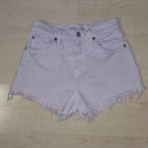 Women's 7 For All Mankind Frayed Hem Denim Shorts - Light Purple Size: 25
